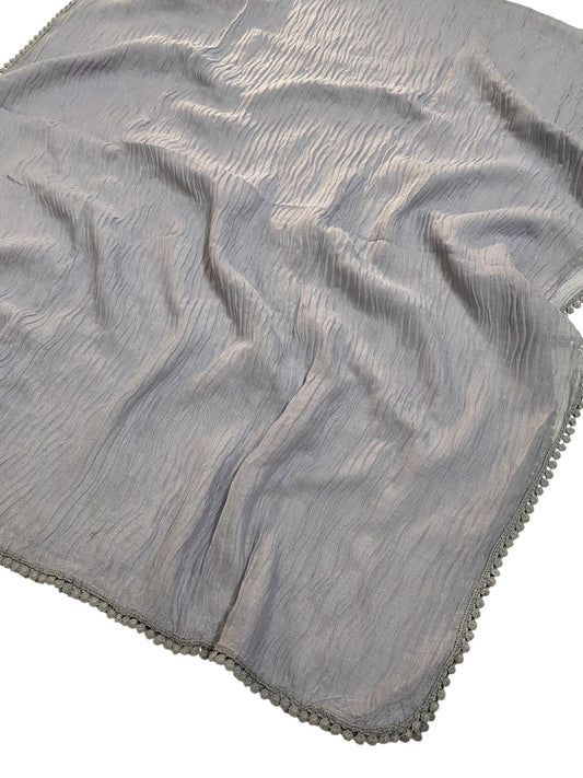 Pleated Laced Hijab - Grey
