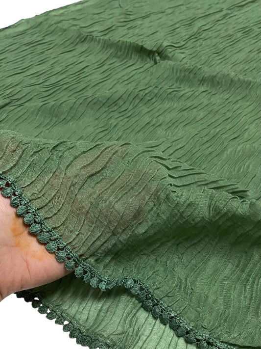 Pleated Laced Hijab - Sage Green