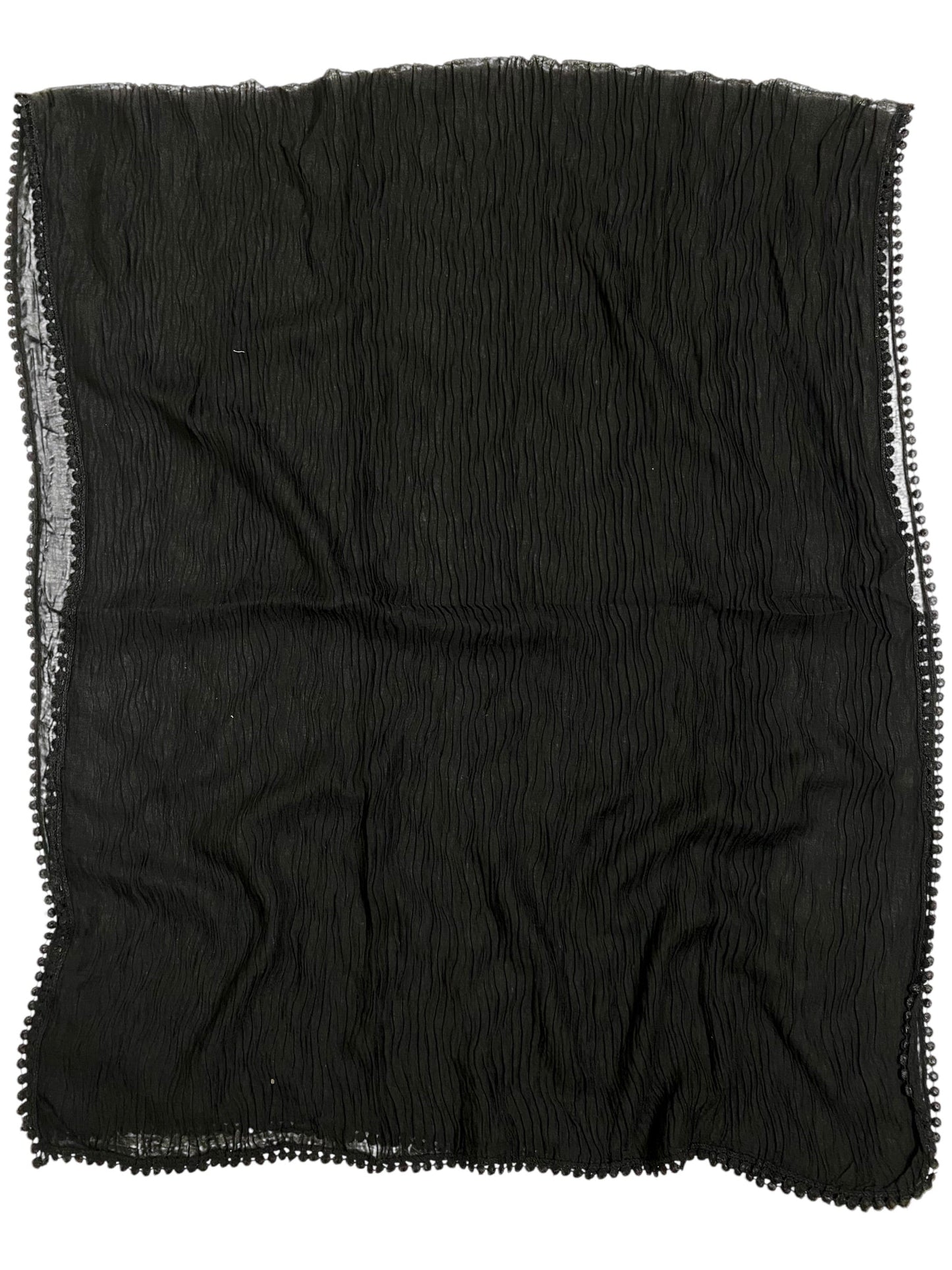 Pleated Laced Hijab - Black