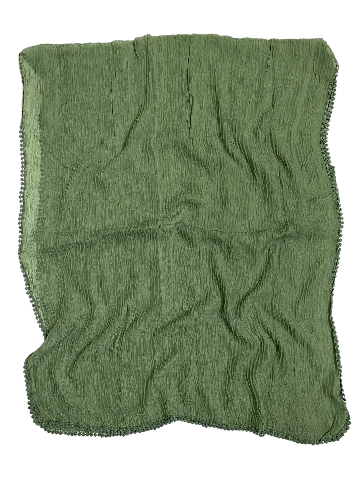 Pleated Laced Hijab - Sage Green