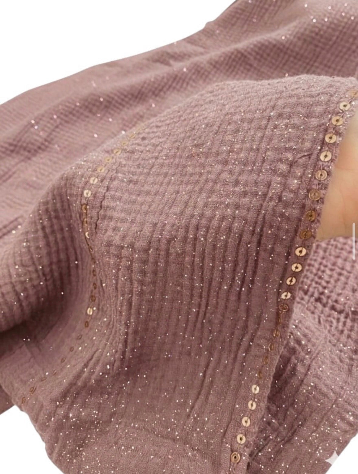 Sequin Crushed Lawn Hijab – XL Size ( Mauve)