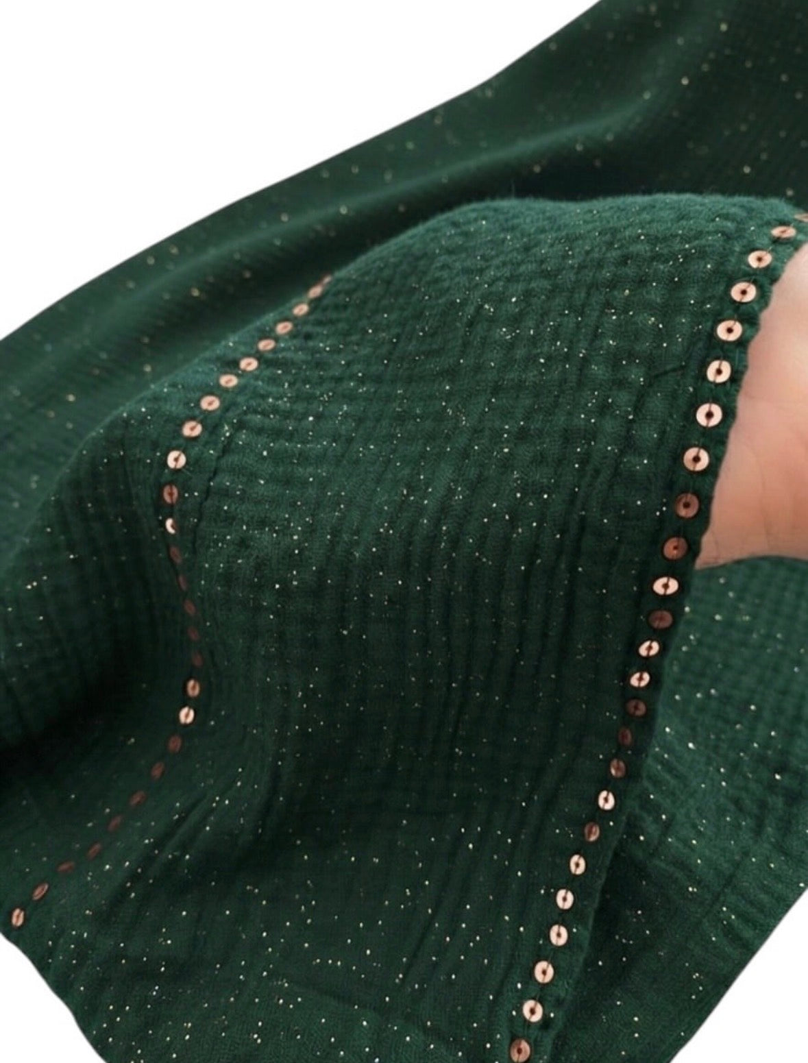 Sequin Crushed Lawn Hijab – XL Size ( Green )