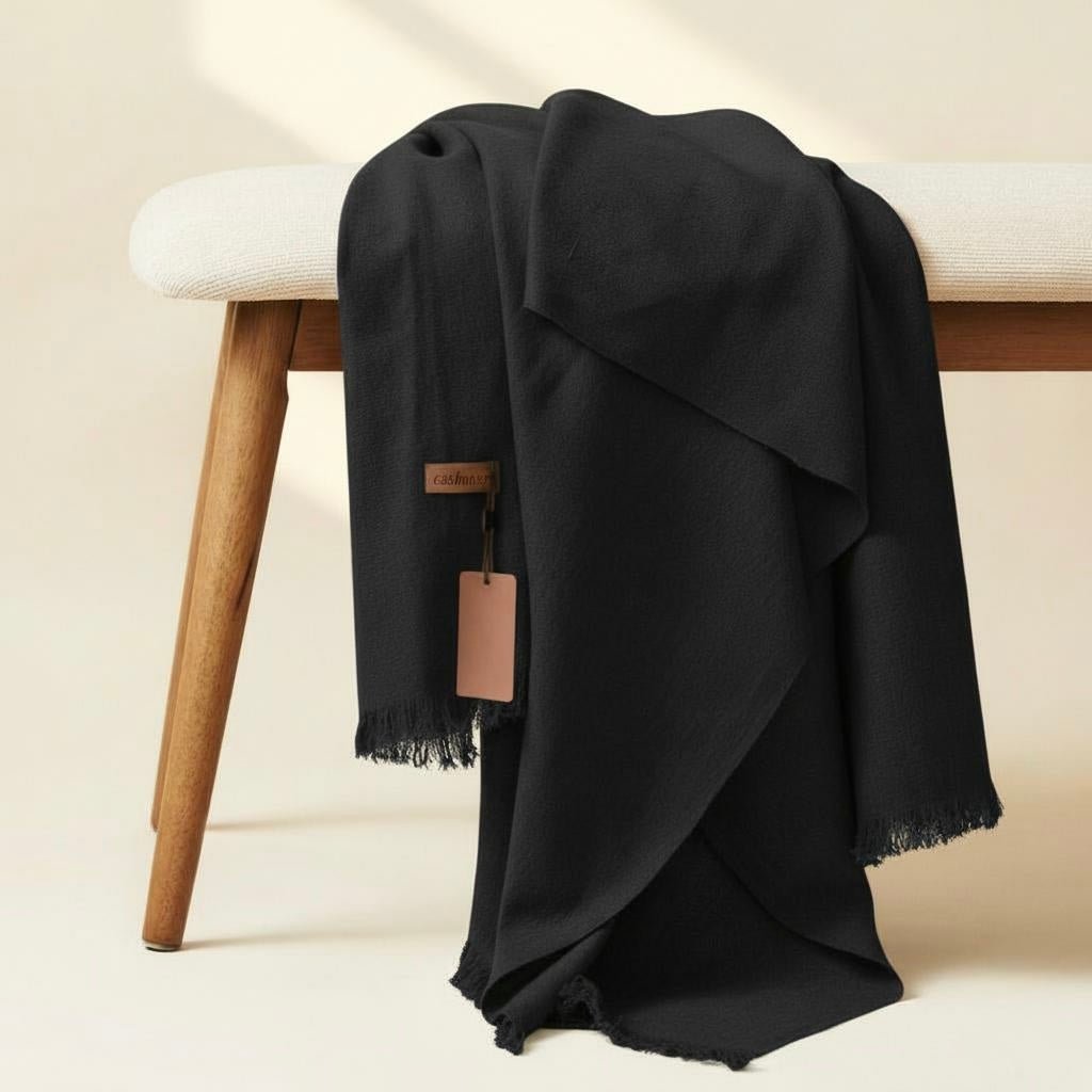 Allure Cashmere Wool Hijab - Black - Cameo