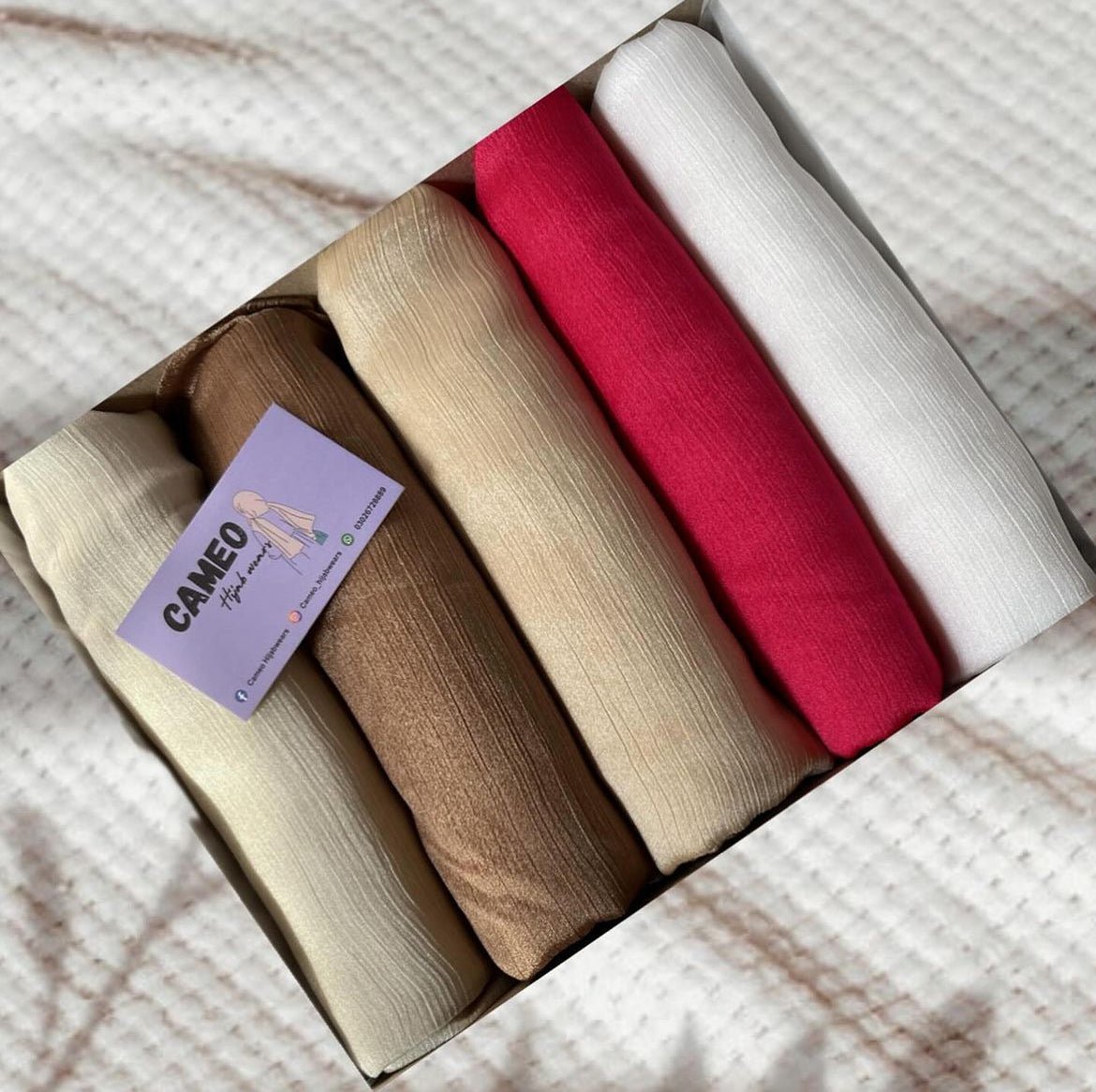 Crinkle Silk Hijabs (pack of 5) - Cameo