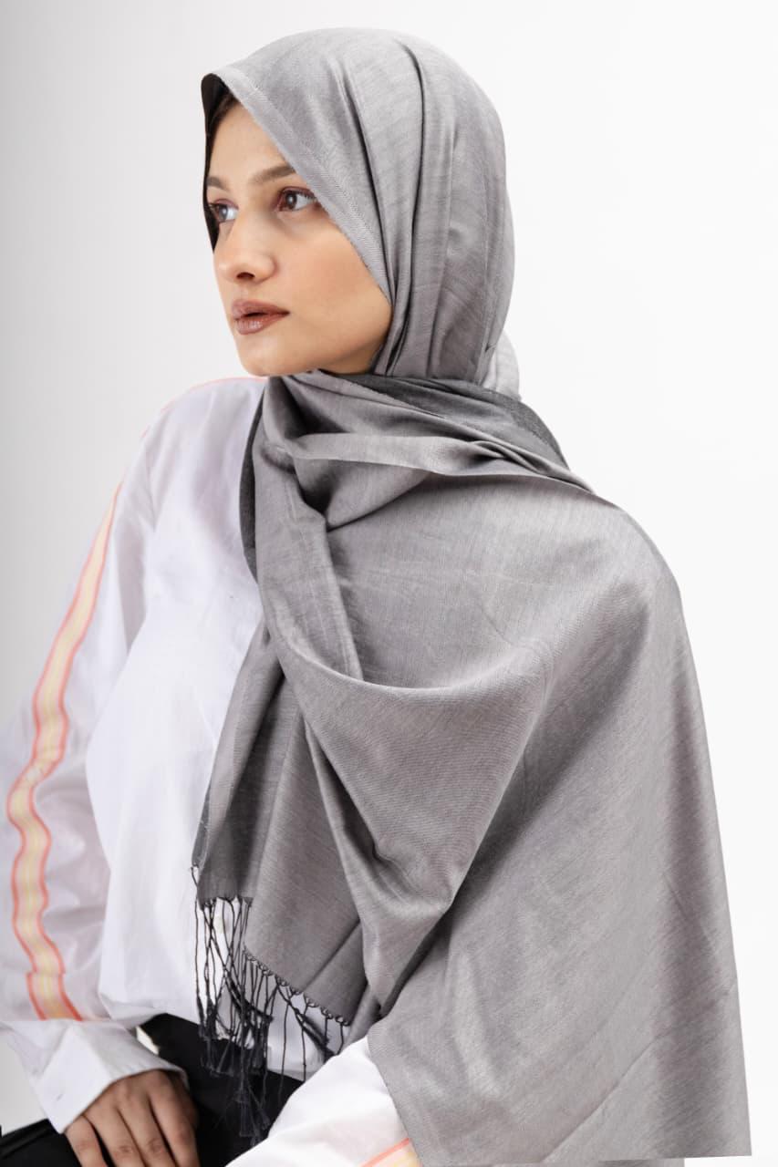 Dual Tone silk Hijab - Grey - Cameo