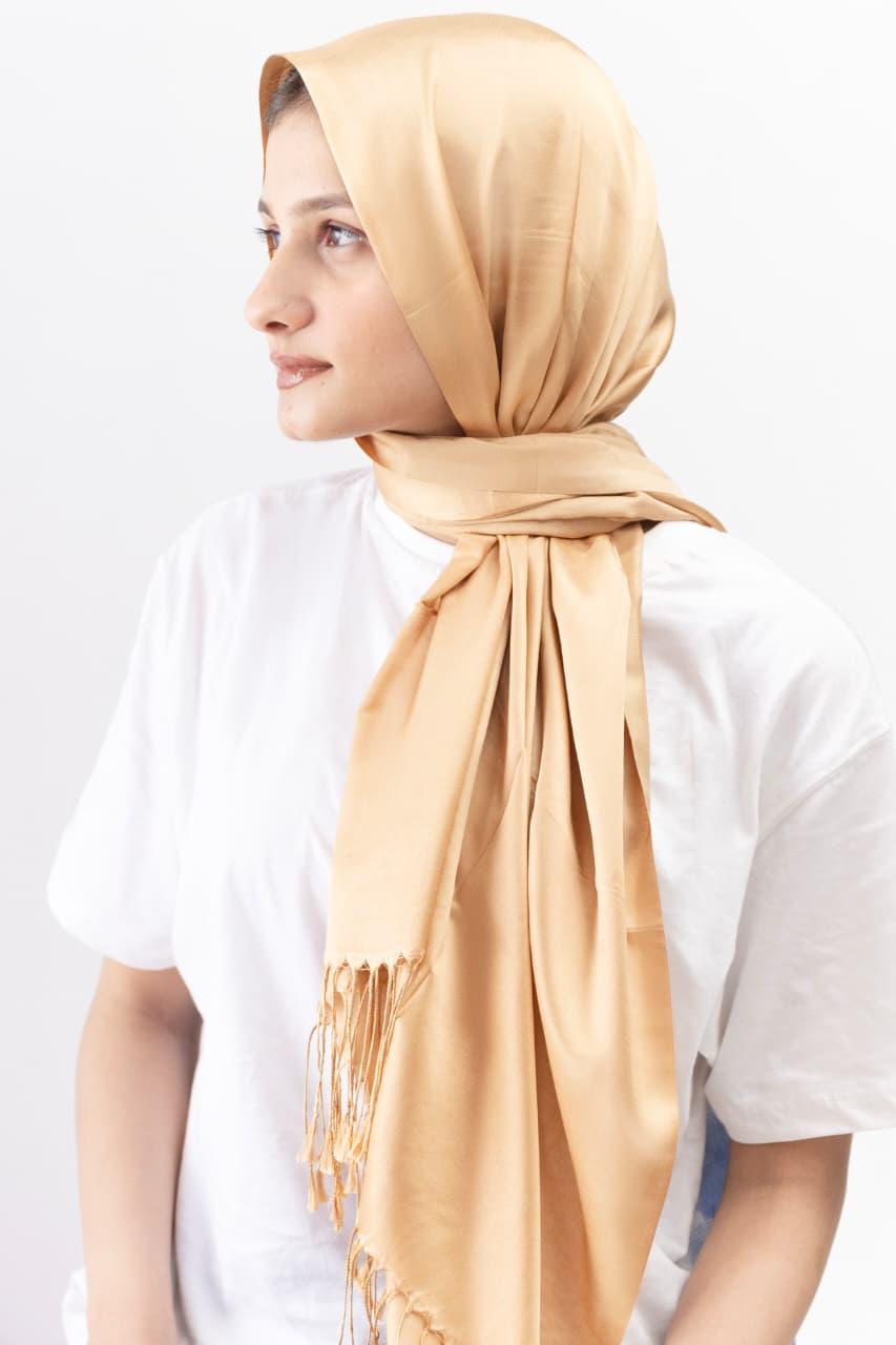 Dual Tone silk Hijab - Pale Khaki - Cameo