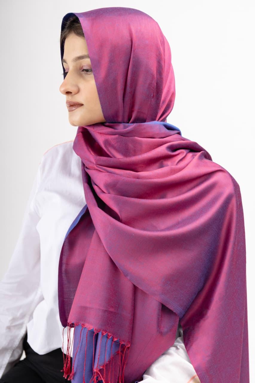 Dual Tone silk Hijab - Plum - Cameo