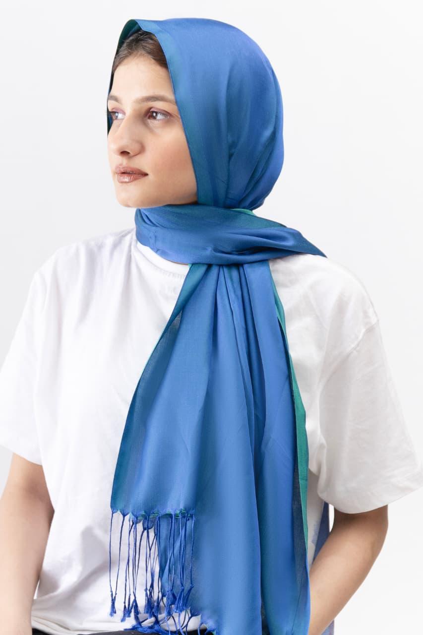 Dual Tone silk Hijab - Royal Blue - Cameo