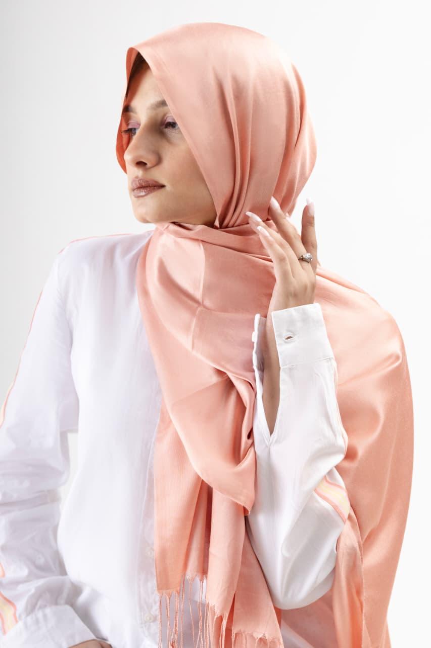 Dual Tone silk Hijab - Soft Melon - Cameo
