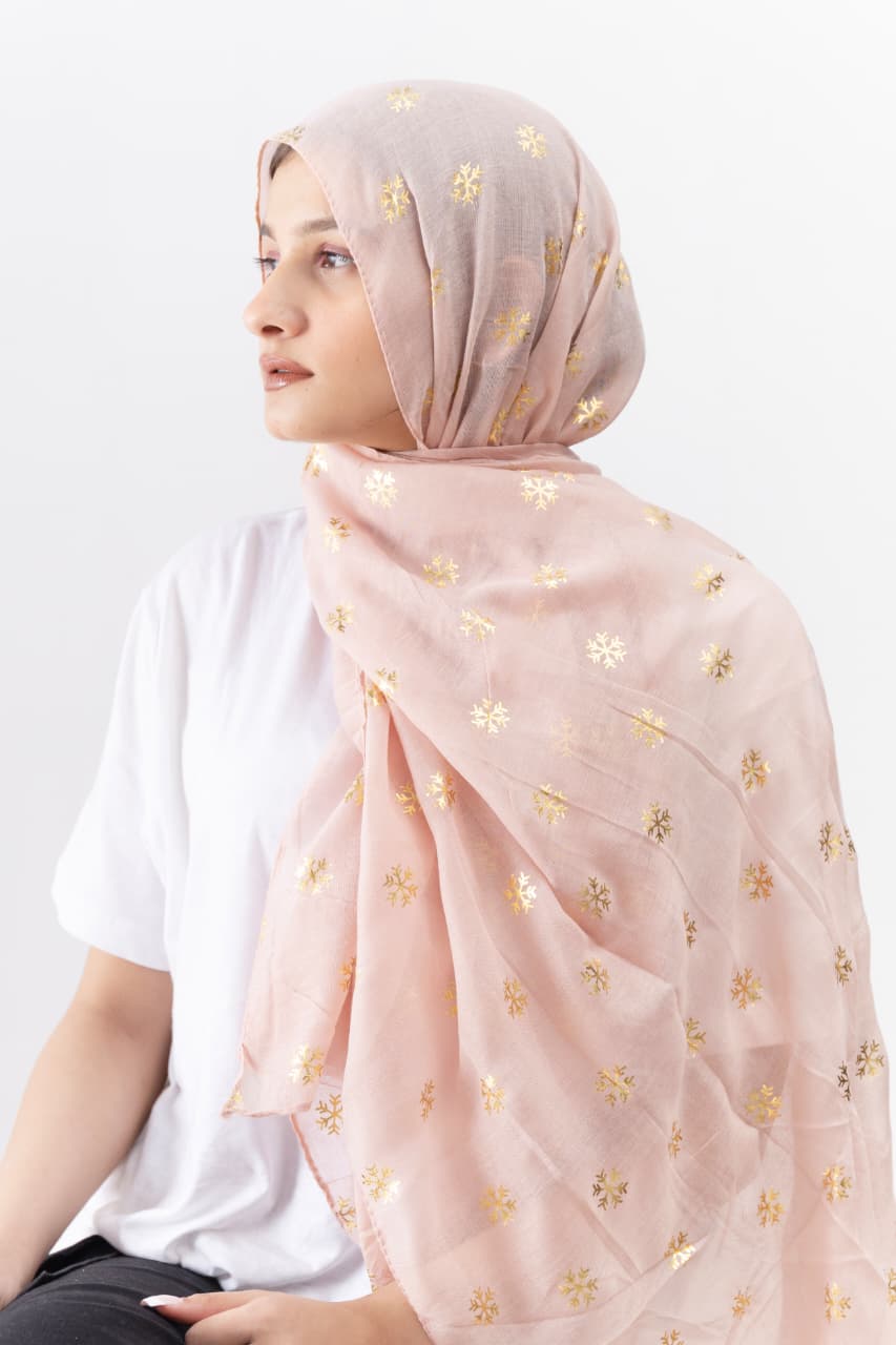 Foil Lawn Hijab - Soft Melon - Cameo