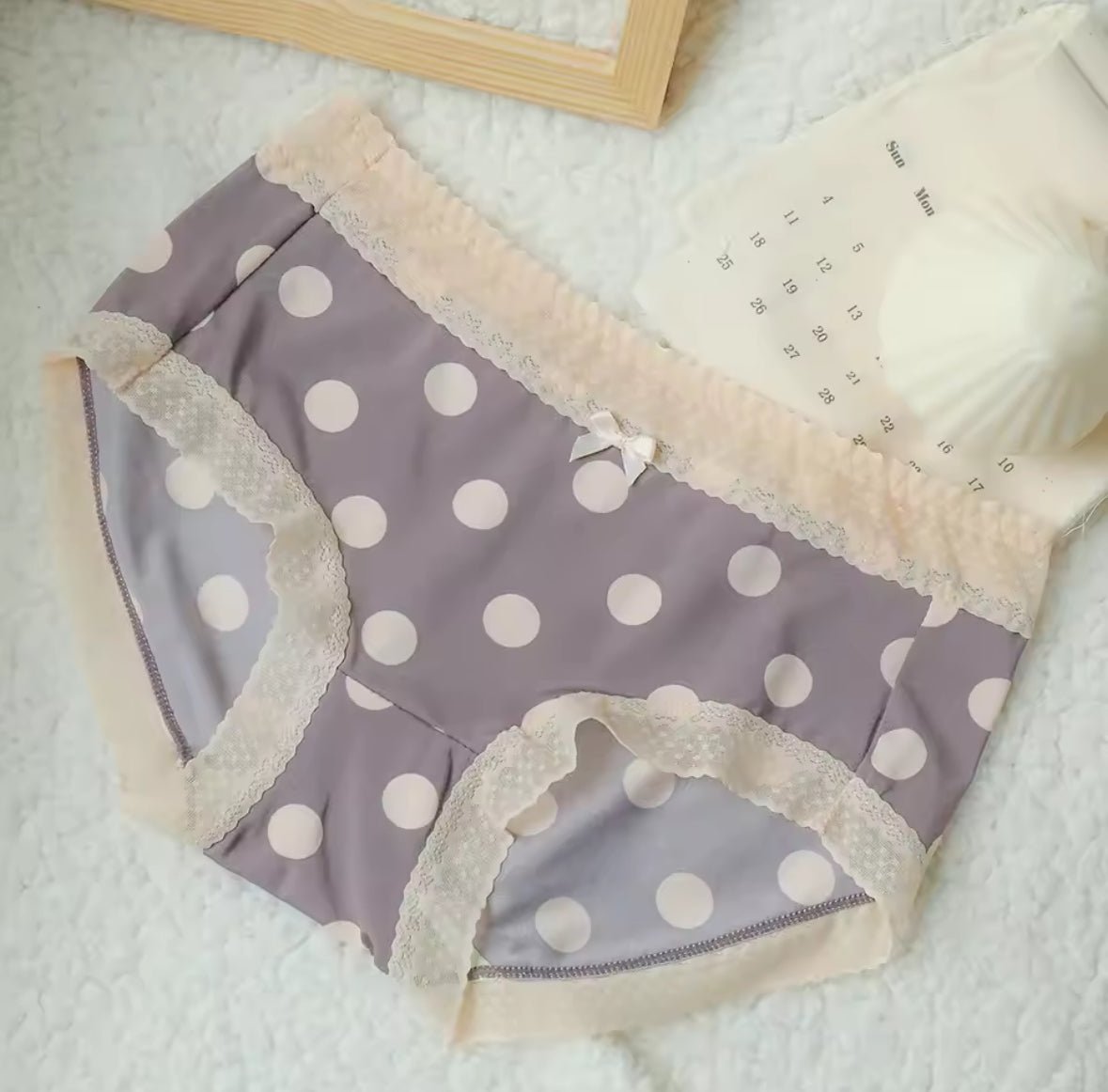 Imported Cotton Polka Panty - Free Size - Cameo