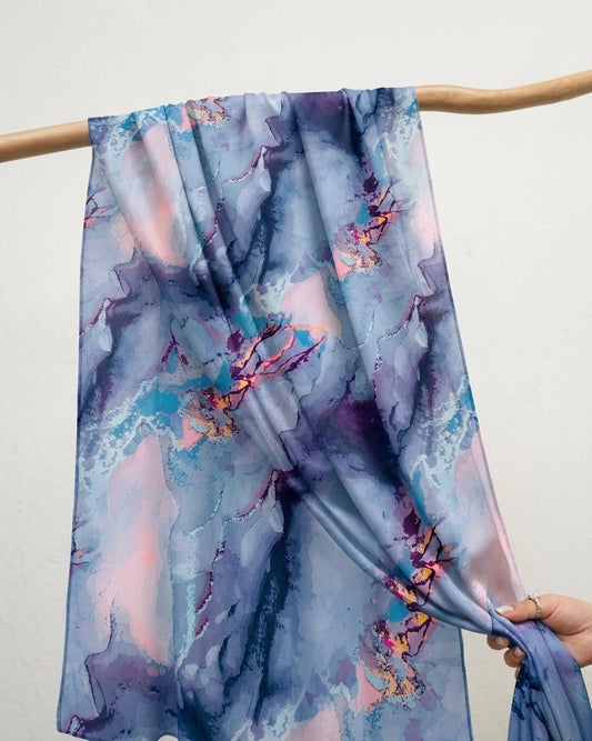 Printed Organza Silk - Soft Sheer Fancy Hijab - Cameo
