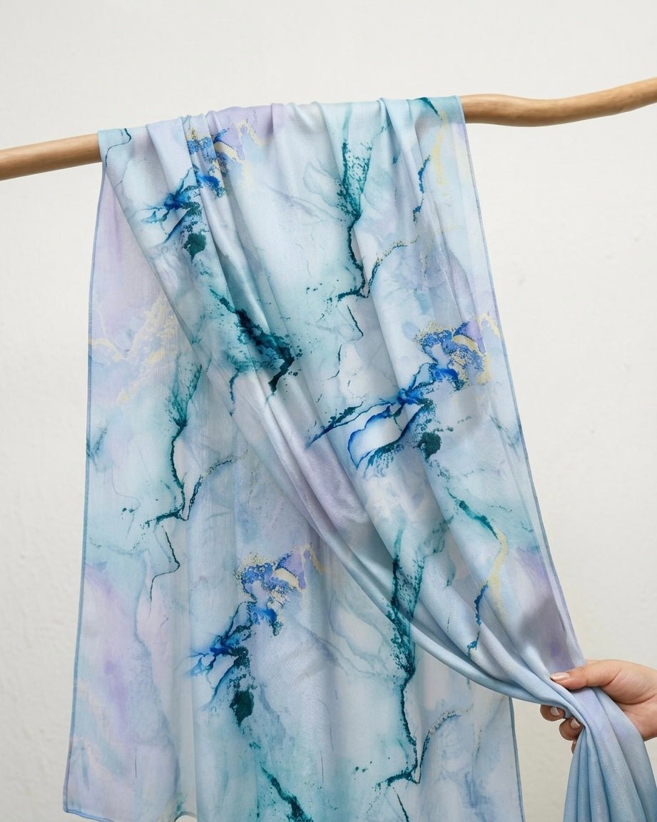 Printed Organza Silk - Soft Sheer Fancy Hijab - Cameo