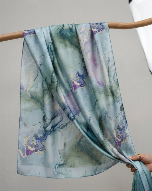 Printed Organza Silk - Soft Sheer Fancy Hijab - Cameo
