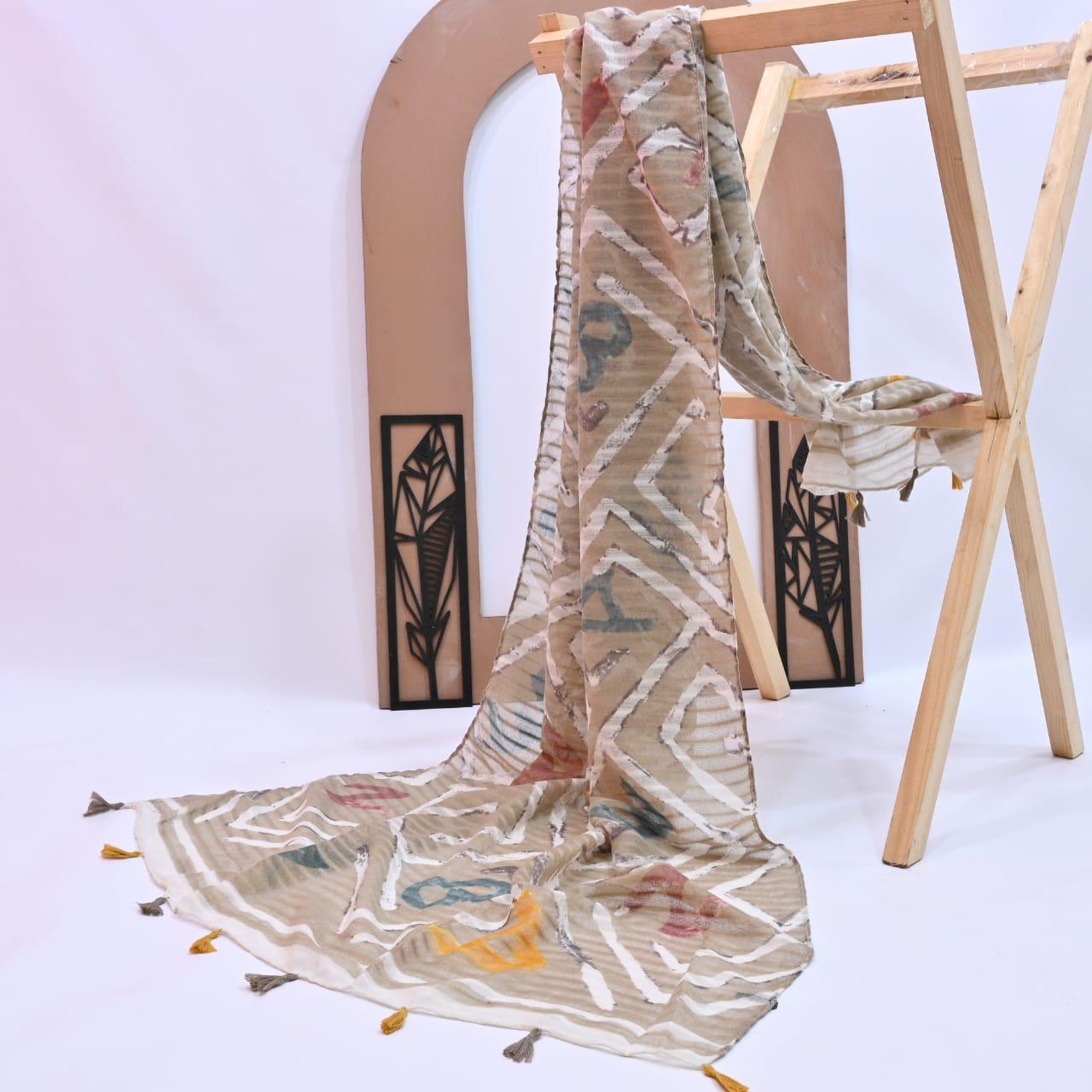 Tassels Lawn Hijab - Beige - Cameo