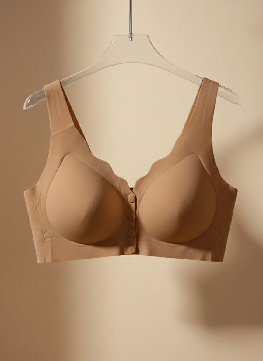 Wireless Seamless Vest Style Front Open Bra – light Padded - Cameo