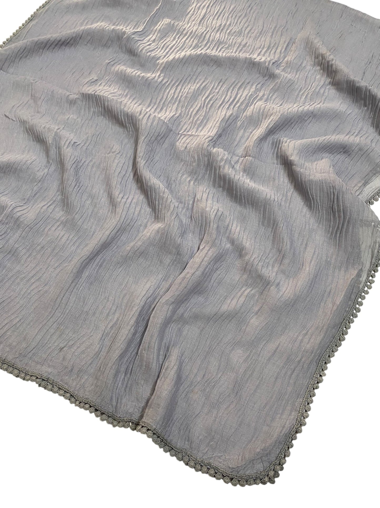 Pleated Laced Hijab - Grey