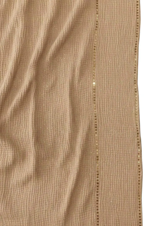 Sequin Crushed Lawn Hijab – XL Size ( Beige )