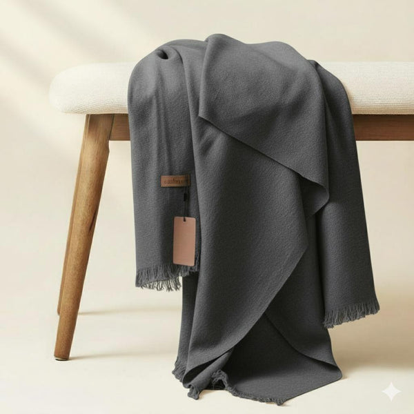 Allure Cashmere Wool Hijab -Charcoal