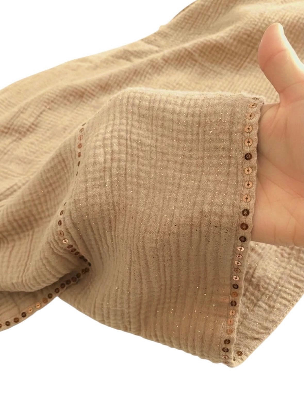 Sequin Crushed Lawn Hijab – XL Size ( Beige )