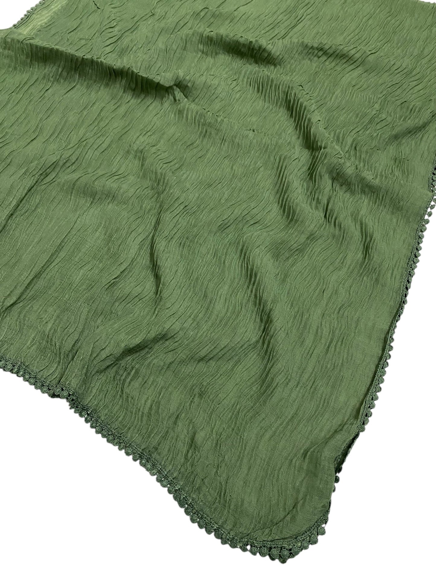 Pleated Laced Hijab - Sage Green