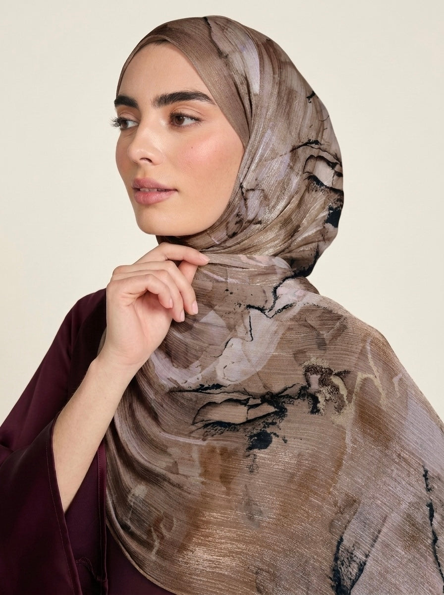 Printed Organza Silk  - Soft Sheer Fancy Hijab