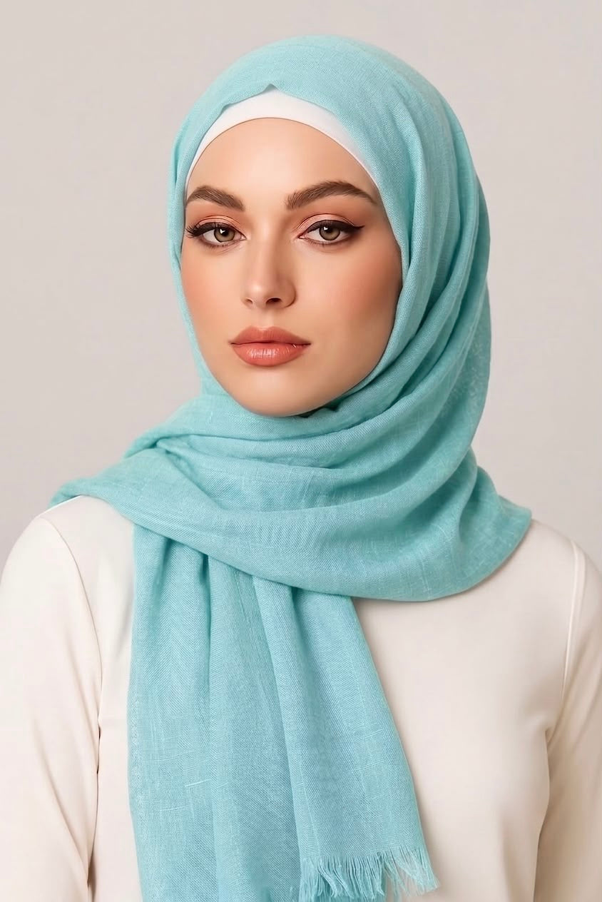 Turkish Lawn Hijab Aqua Blue