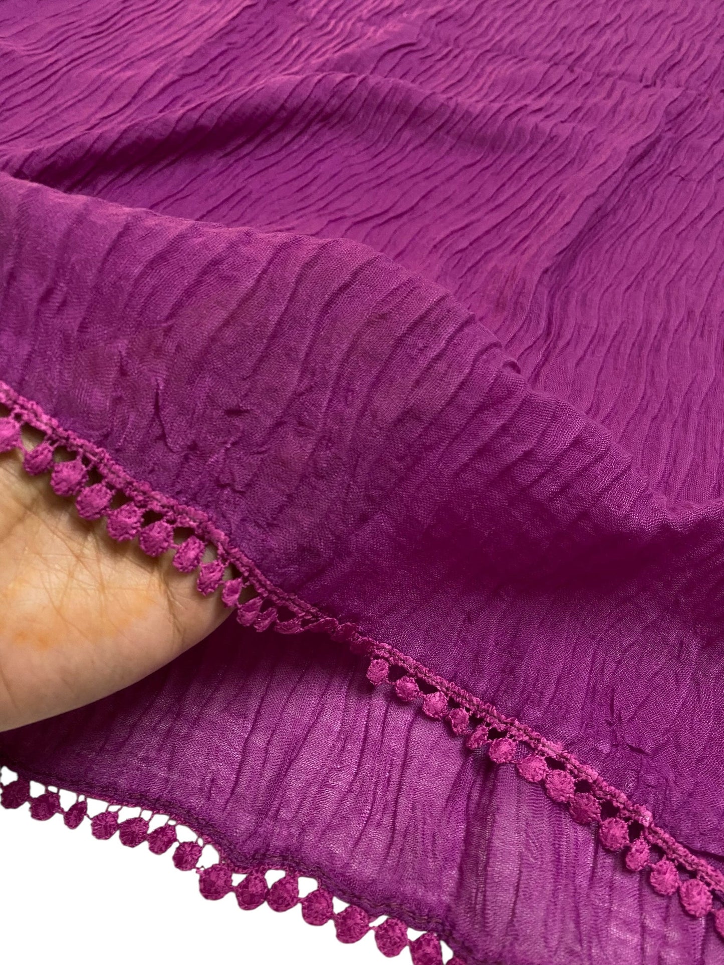 Pleated Laced Hijab - Magenta