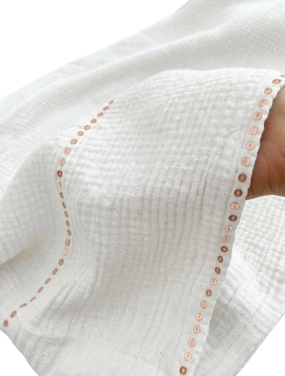 Sequin Crushed Lawn Hijab – XL Size( White)