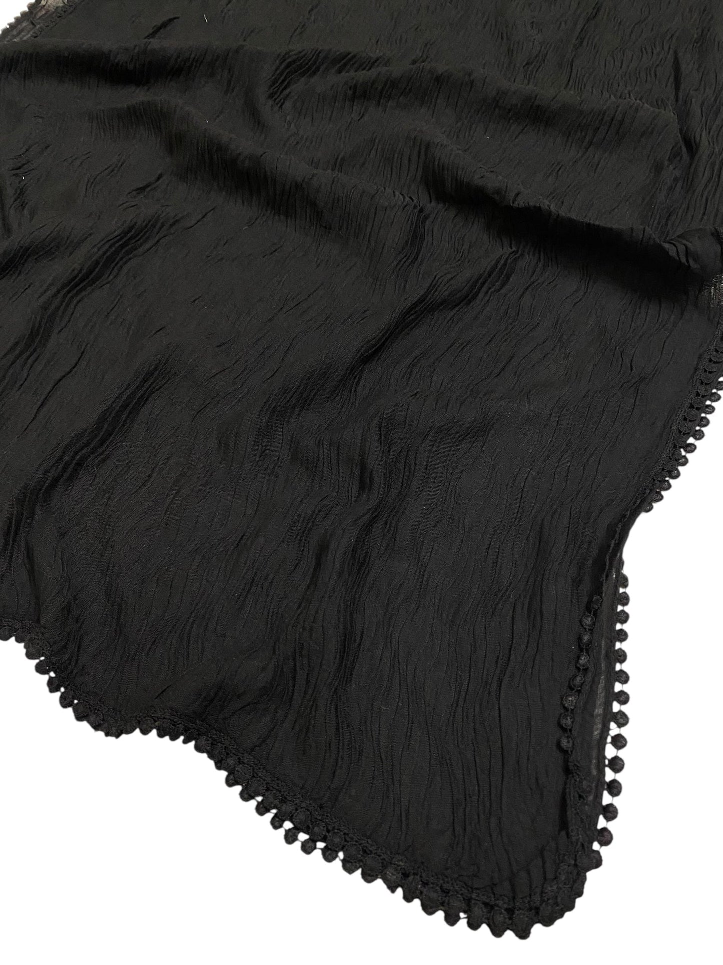 Pleated Laced Hijab - Black