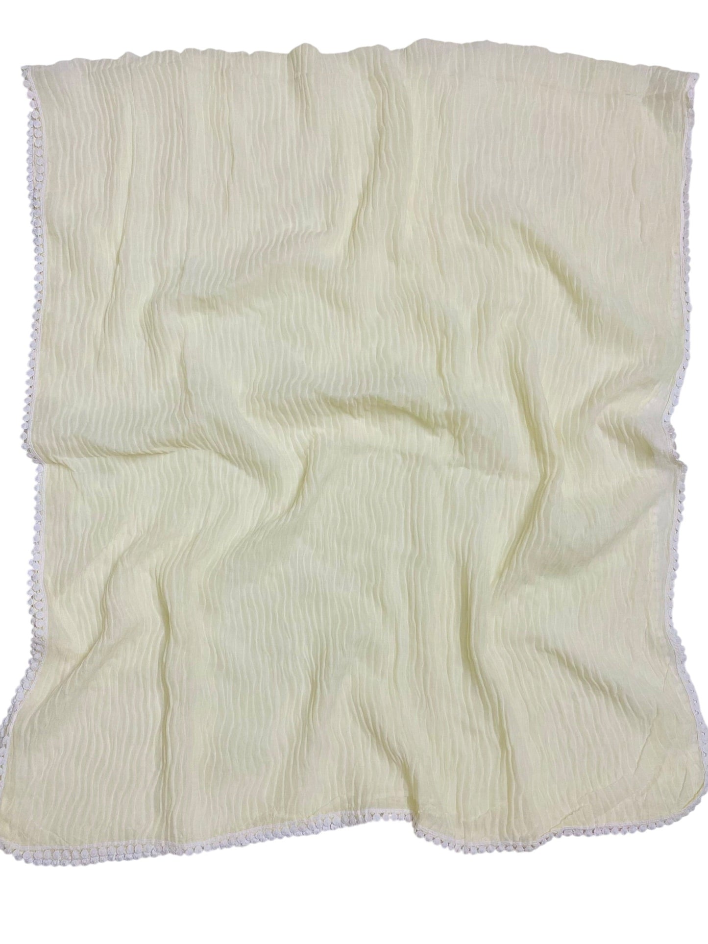 Pleated Laced Hijab - Cream