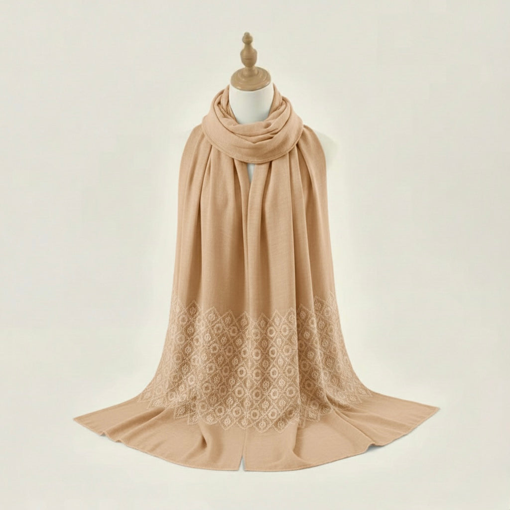 Diamond Embroidery - lvory - Cameo Hijabwears