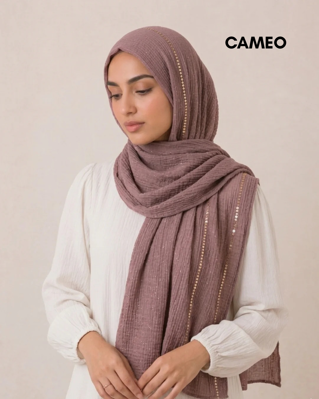 Sequin Crushed Lawn Hijab – XL Size ( Mauve)