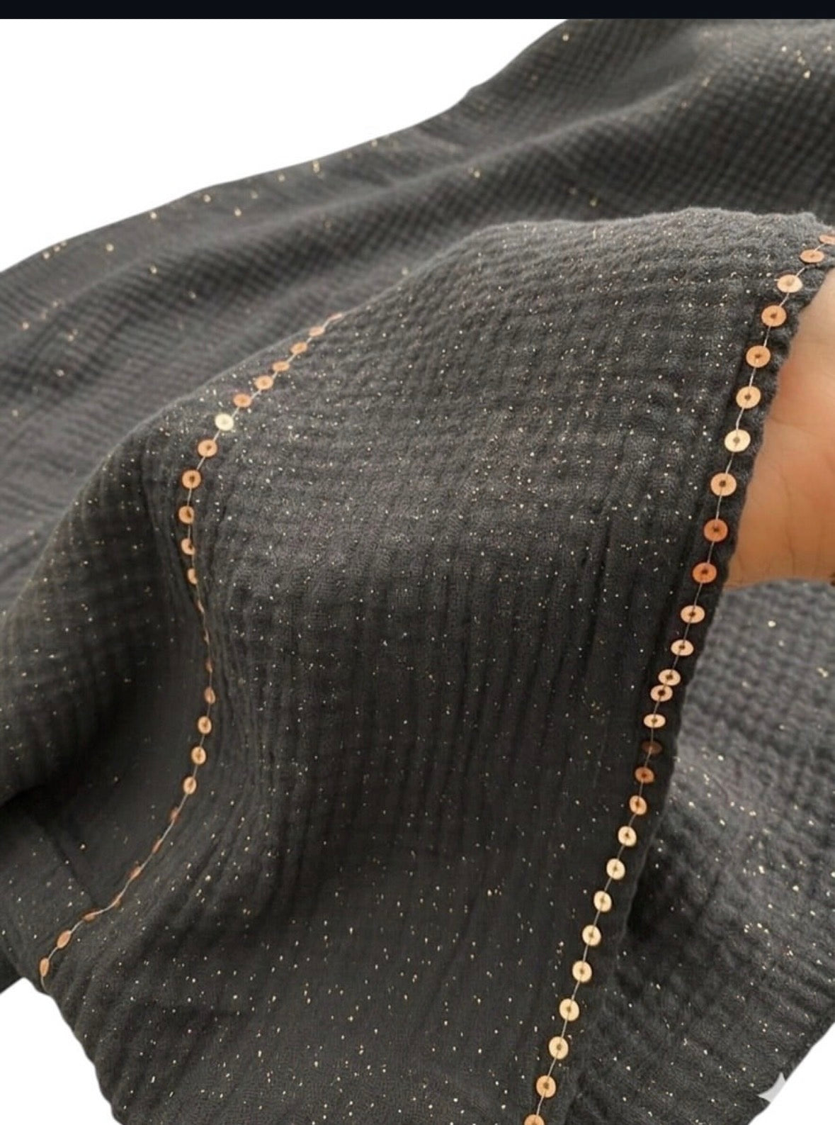 Sequin Crushed Lawn Hijab – XL Size ( Smoke Grey )