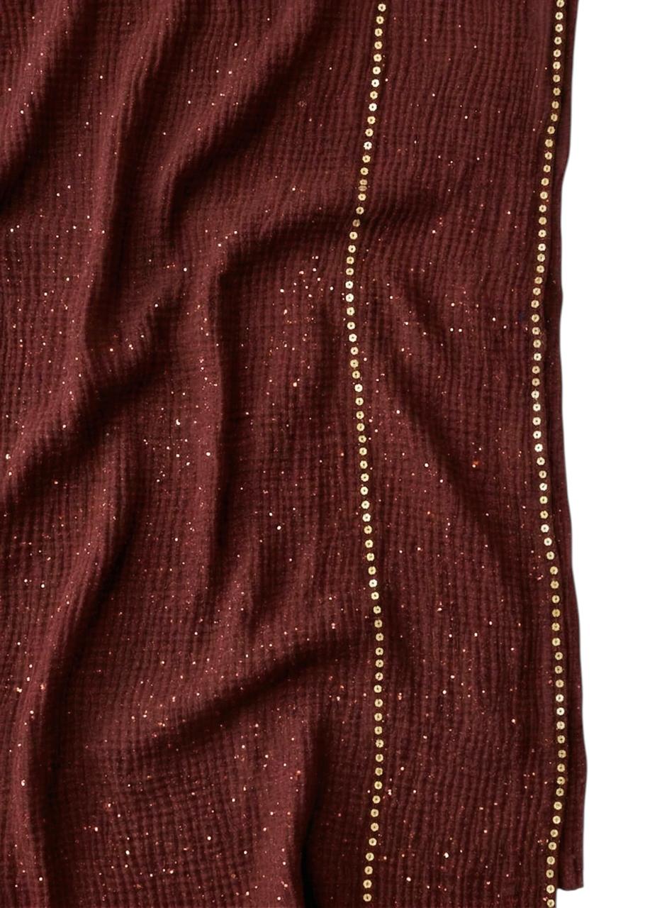 Sequin Crushed Lawn Hijab – XL Size( Maroon)