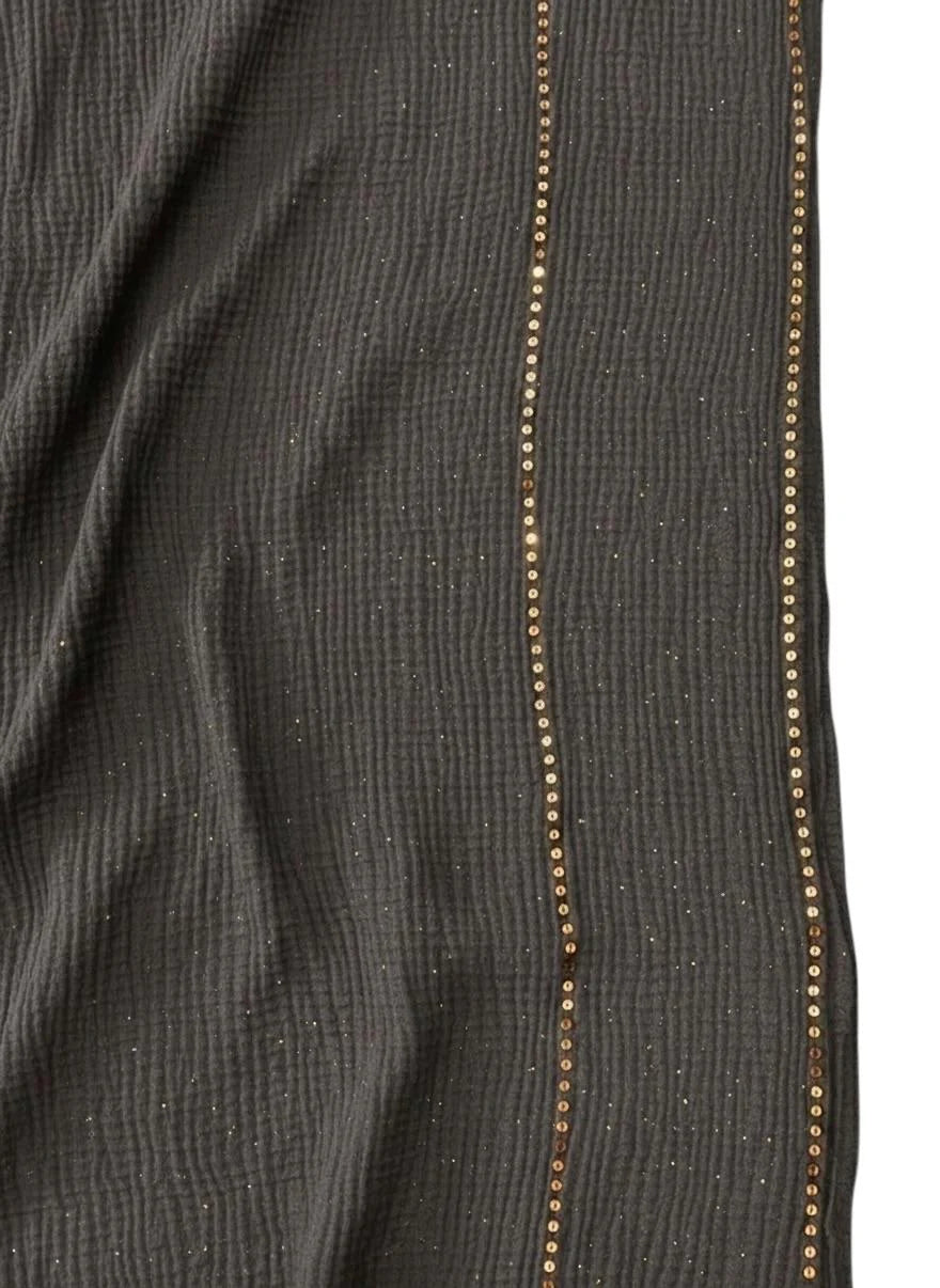 Sequin Crushed Lawn Hijab – XL Size ( Smoke Grey )
