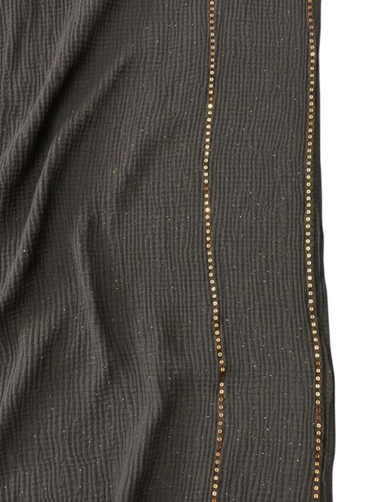 Sequin Crushed Lawn Hijab – XL Size ( Smoke Grey )