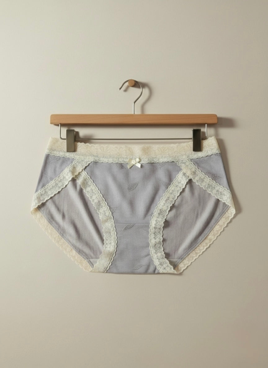 Self Embroided Rib Lace Panty- Free Size