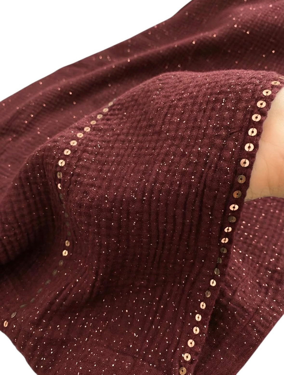 Sequin Crushed Lawn Hijab – XL Size( Maroon)