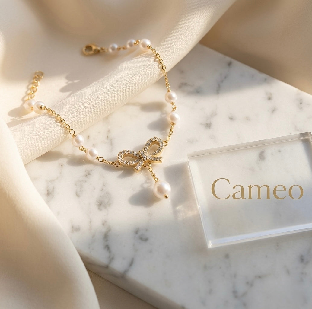 Pearl Bow Gold - Bracelet