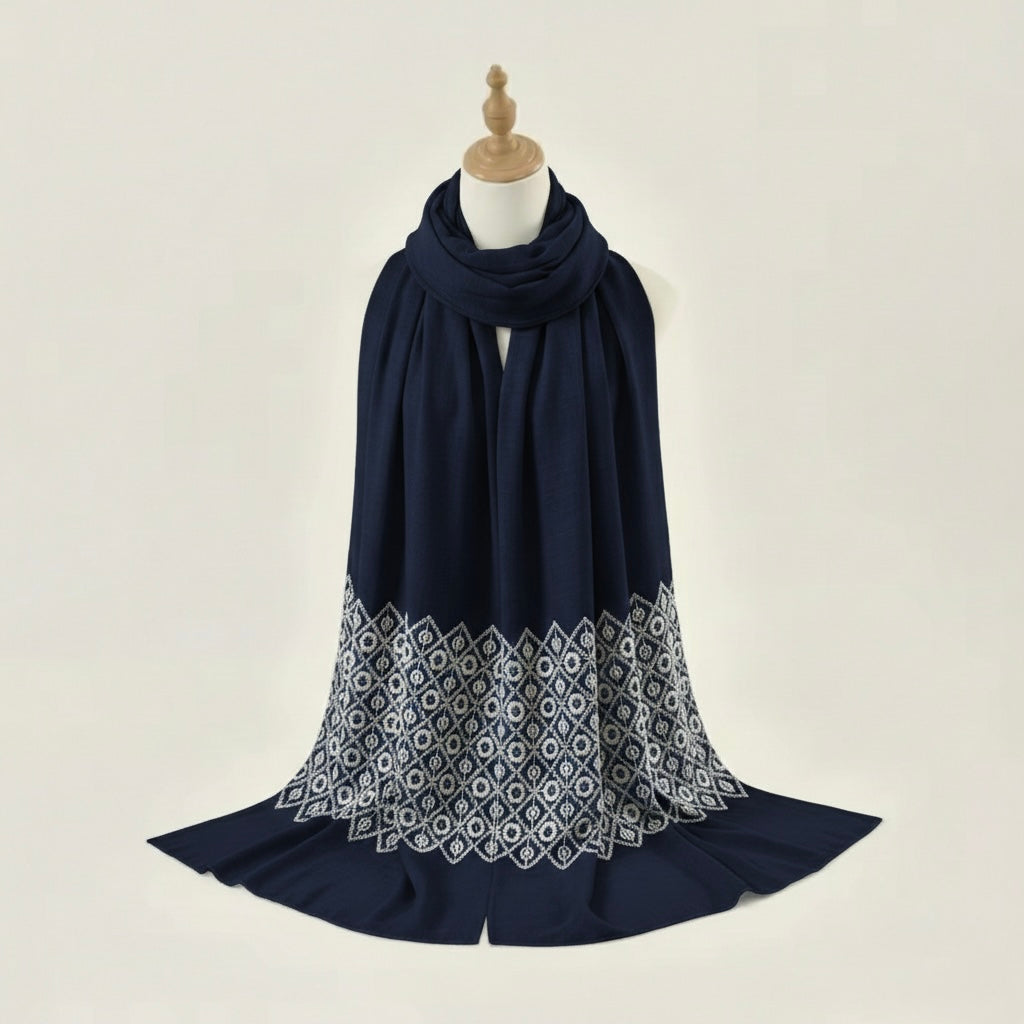 Diamond Embroidery - Navy Blue - Cameo Hijabwears