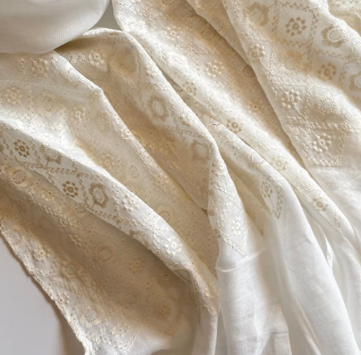 Diamond Embroidery - White - Cameo Hijabwears
