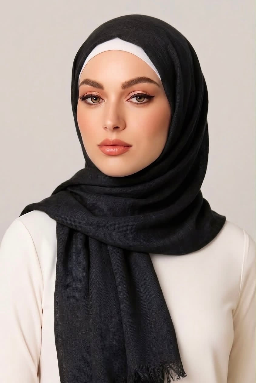 Turkish Lawn Hijab Jet Black