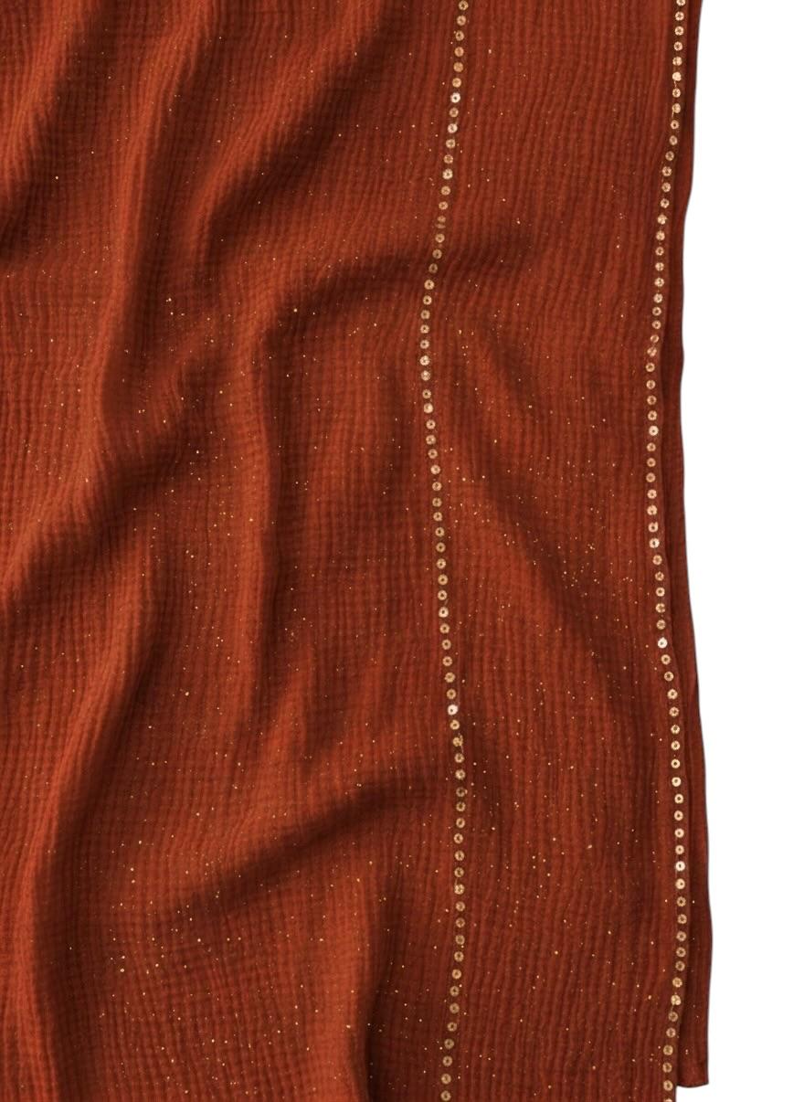 Sequin Crushed Lawn Hijab – XL Size ( Rust )