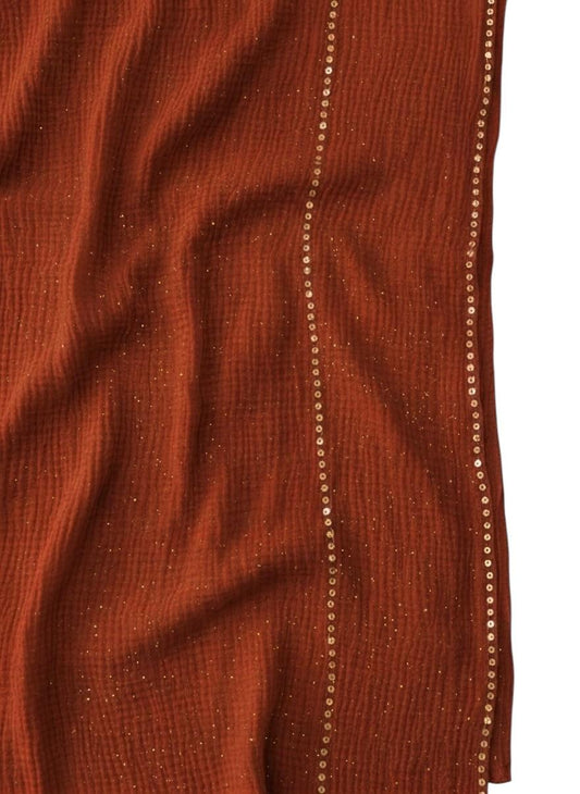 Sequin Crushed Lawn Hijab – XL Size ( Rust )