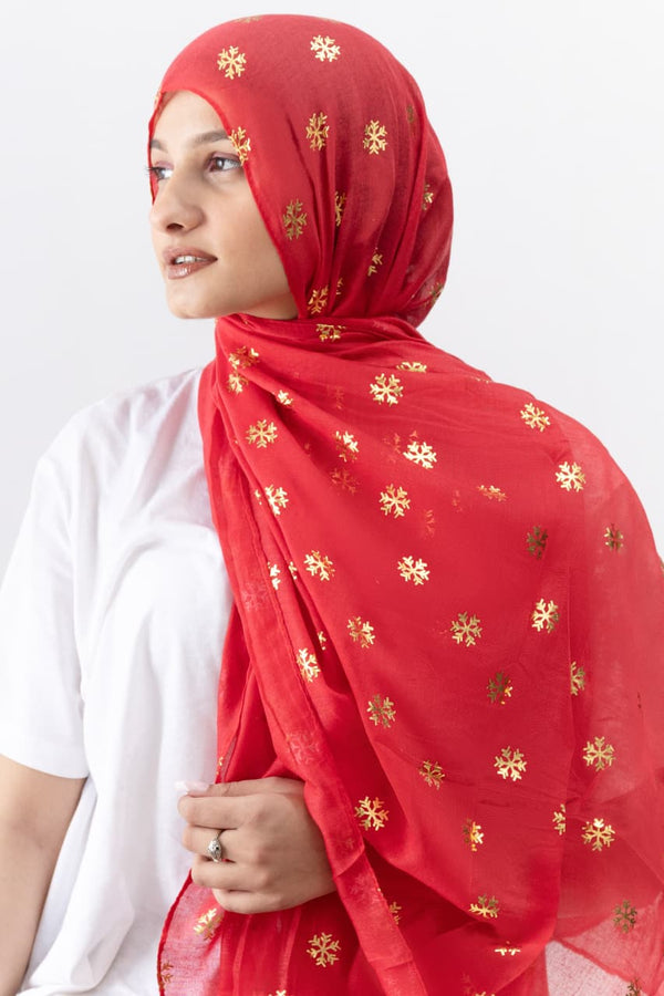 Foil Lawn Hijab- Lava