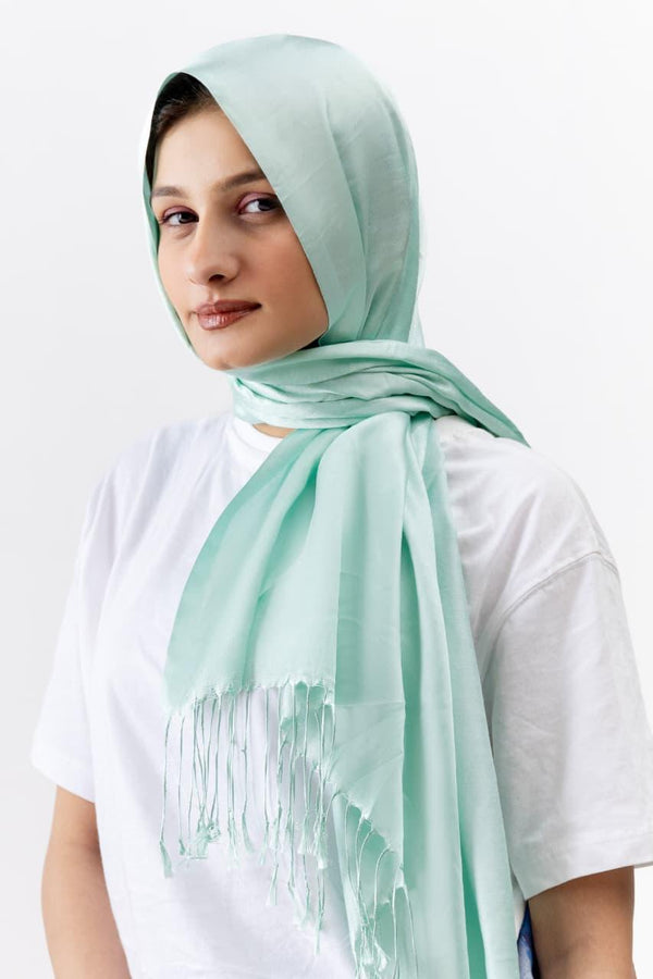 Dual Tone silk Hijab- Aqua