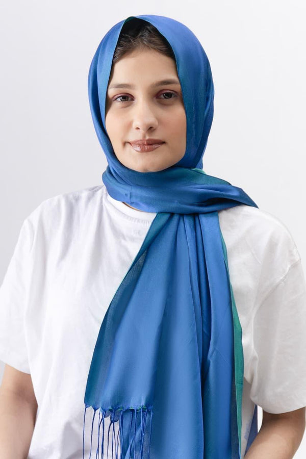 Dual Tone silk Hijab- Royal Blue