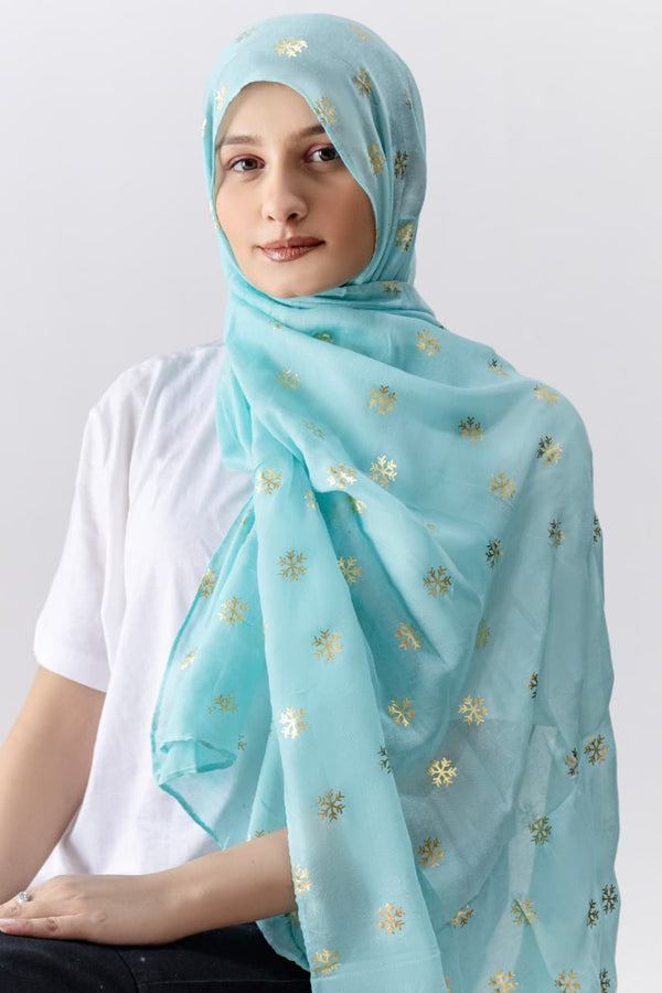 Foil Lawn Hijab- Aqua