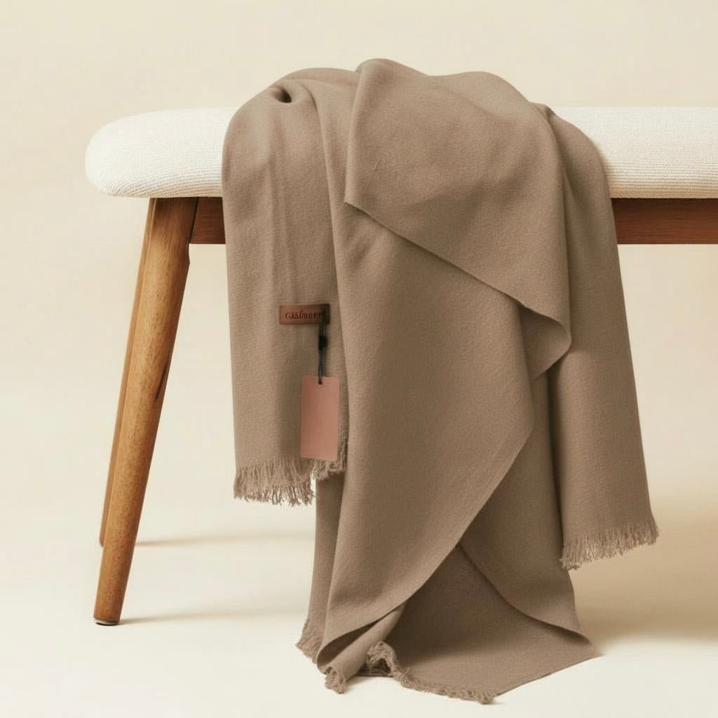 Allure Cashmere Wool Hijab - Beige - Cameo